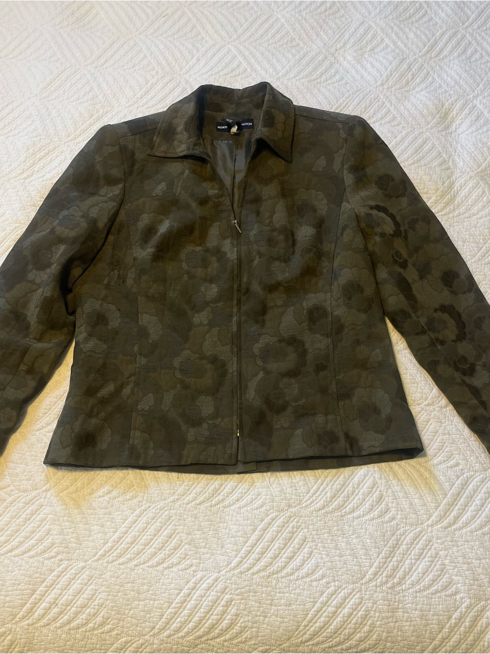 Norton McNaughton Olive Green Floral Zip Jacket